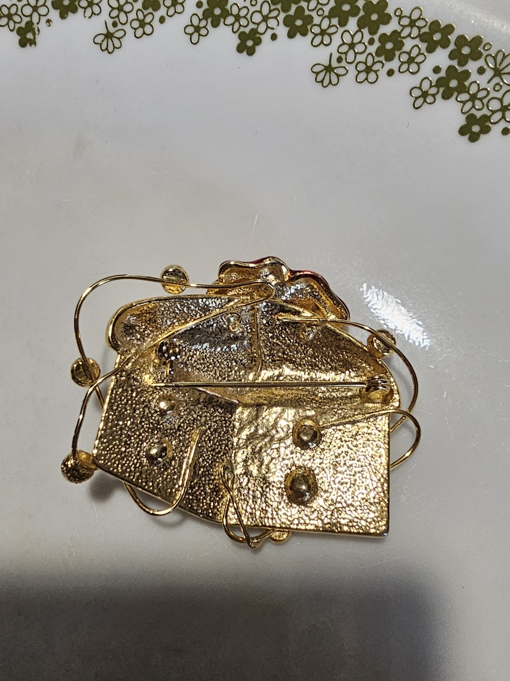 Festive Santa, Gift & Tree Brooch Trio - Silver & Gold with Red Accents - Picture 5 of 16